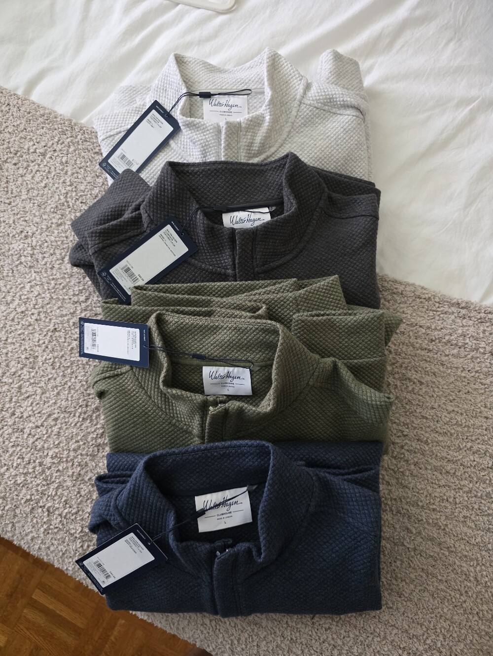 Lot Of 4 Walter Hagen Textured 1/4 Zips